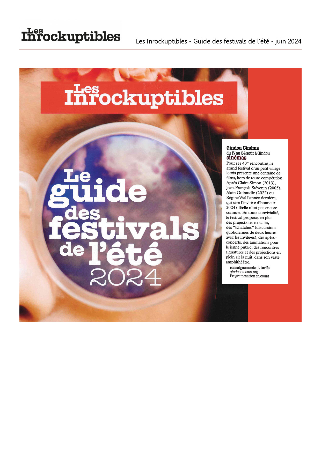 Les Inrockuptibles - Guide des festivals de l'été